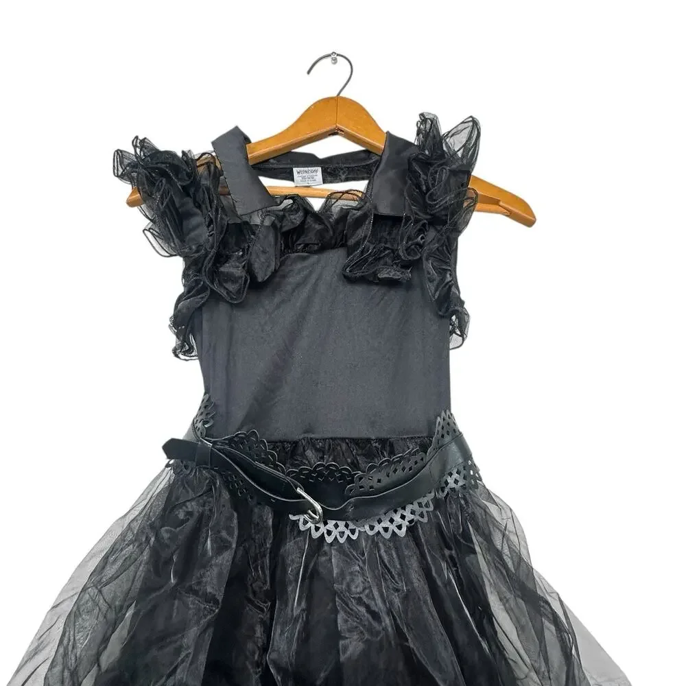 Spirit Halloween Girl’s Wednesday Addams Costume Dress W/ Belt Size Large 12-14 - Picture 7 of 10